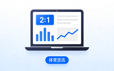 体育资讯服务图标 - 笔记本电脑屏幕上显示着实时足球比赛比分和数据图表
